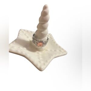 Elegant Silver Ring with Peach Gemstone